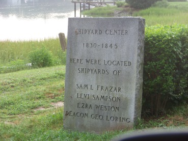 sign commemorating early shipyards in Duxbury