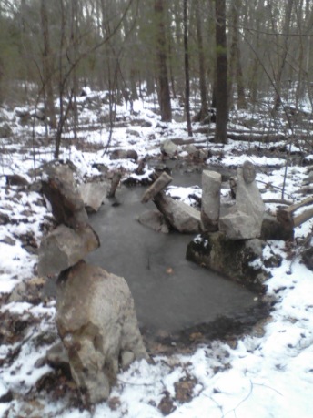 stone sculpting on jims trail in rockland