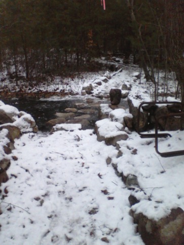 stepping stones over deep water