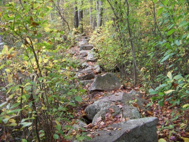 original stone wall  hiking trail