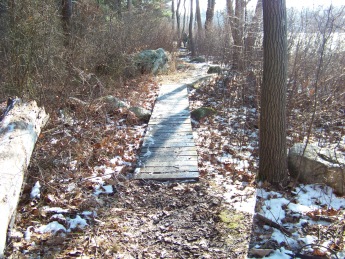 plank walk at end of dog walk trail in ames nowell