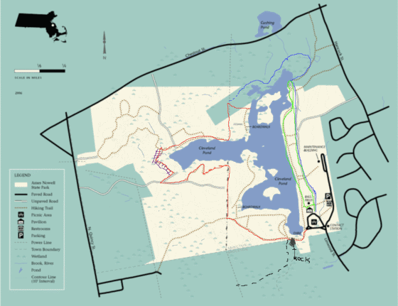 revised map of Ames Nowell hiking trails