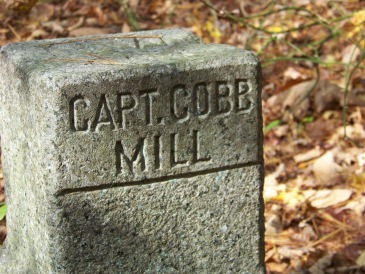 Capt. Cobb Mill granite marker at ames nowell