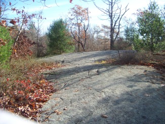 trail over boulders to devon woods entrance