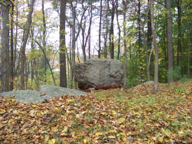 glacial irratic in cushing woods