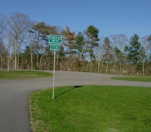 Circular parking area for the boat ramp at forge pond park.