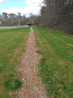 narrow gravel trail leading to Hanover fireworks trail