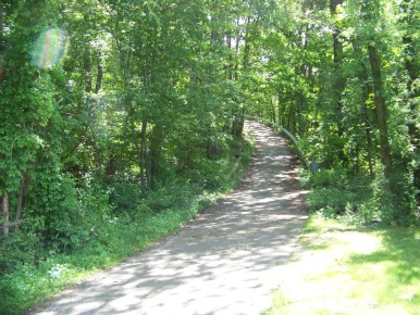 steep ramp up to great esker park from elva rd entrance