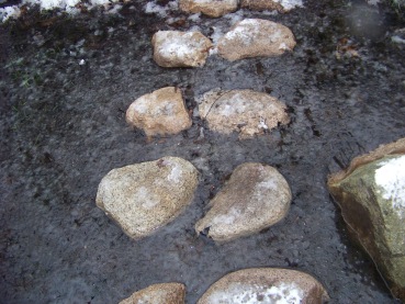 icy crossing in rockland town forest