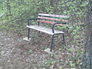 bench on the john sherman path in the camp wing conservation area