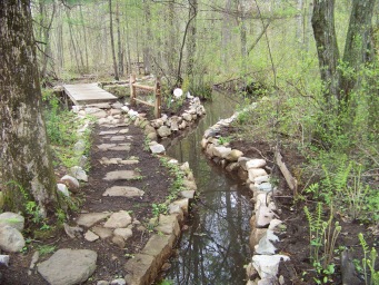 extensive trail work and water redirection in rockland town forest