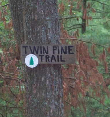 twin pine trail sign at stetson meadows