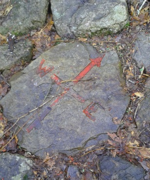 Adorned rock on the 3 bridge series on Jims trail in rockland town forest.