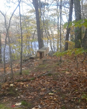bench above the scenic indian head river at tucker preserve