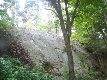 Boulder in Barnes Wildlife Sanctuary in Wheelwright Park