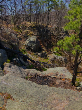 Overlooking part of the quarry at Eaton Pond Conservation Area from the orange dot trail. quarry at Eaton Pond Conservation