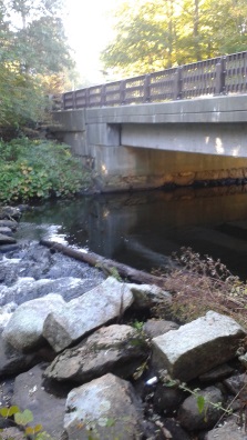 Indian Head River flowing beneath the Robert Hammond Bridge in Hanson