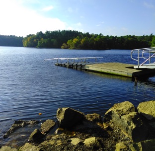 Dock at the boat ramp in Wompatuck State Park.