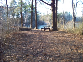 picnic table at cleveland pond in ames nowell
