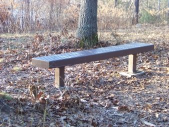 former bench at scenic area on dog walk trail