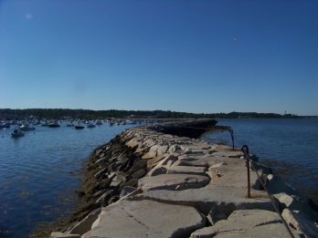 looking in from the end of  the plymouth harbor breakwater