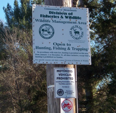 Division of Fish and Wildlife sign at Burrage Wildlife Management area