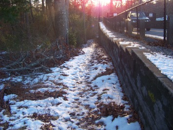 trail along parking area at canoe club preserve