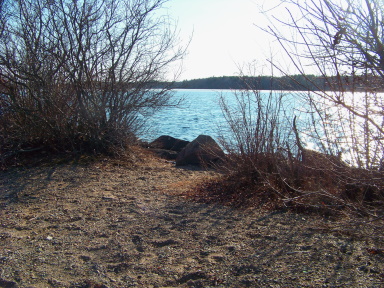water view on sandy trail