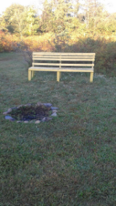 bench and campfire at lower end of Centennial Park