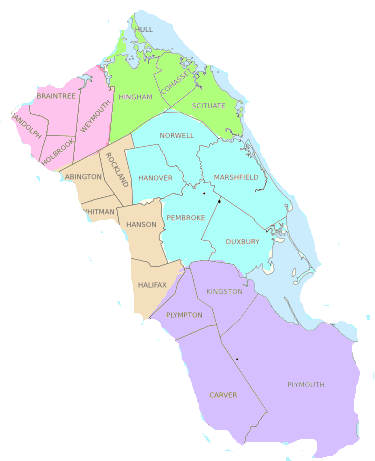 color coded map of south shore massachusetts