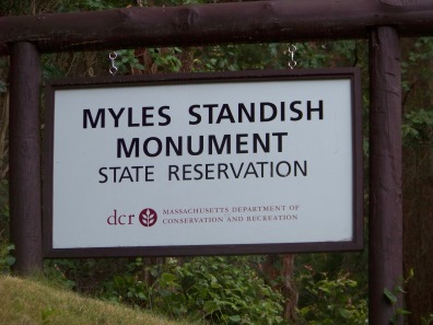 sign at myles standish monument state reservation