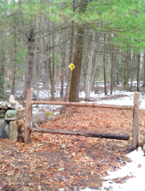 newly added rustic fence to the Rockland Town Forest