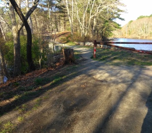 The hiking trail start at Russell and Sawmill Pond Conservation Area.