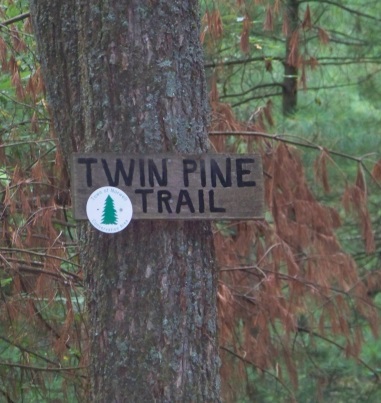 twin pine trail sign at stetson meadows
