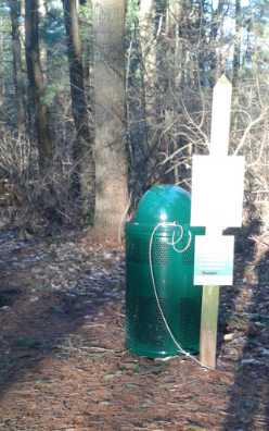 trash barrel at two mile farm reservation