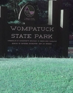 Wompatuck State Park entrance sign